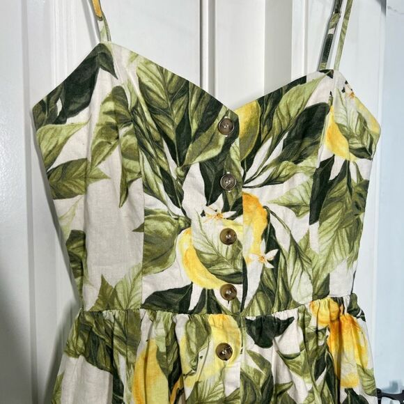H&M midi floral lemon and leaves button dress summer women’s size xxs P464 - Picture 2 of 4